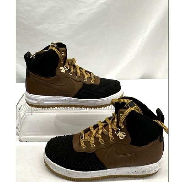 Boy's 7Y Nike Lunar Force 1 Winterized DuckBoot Brown Black High Top Sneakers - Picture 3 of 6
